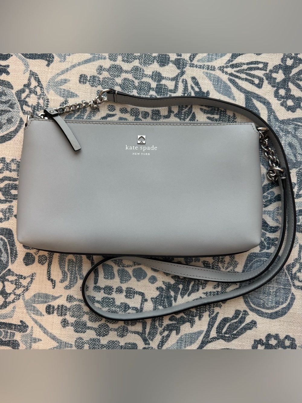 Kate Spade Declan Sawyer Street Leather Crossbody Bag Grey Rainy Day